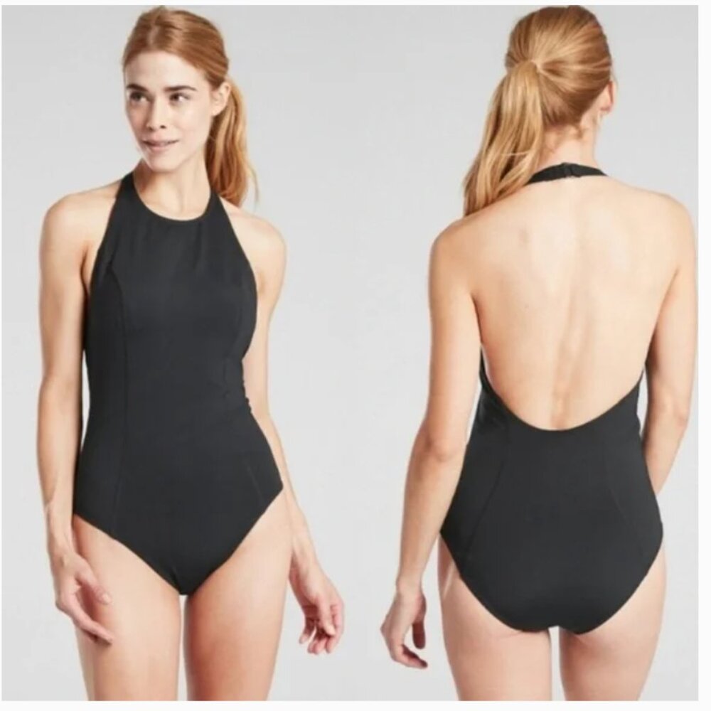 NEW Athleta Offshore Paddle One Piece Swimsuit Bathing Suit Black Size Medium